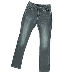Lee Jeans Platinum Label Perfect Fit Skinny Jeans Gray Studded Stretch Size 10 M